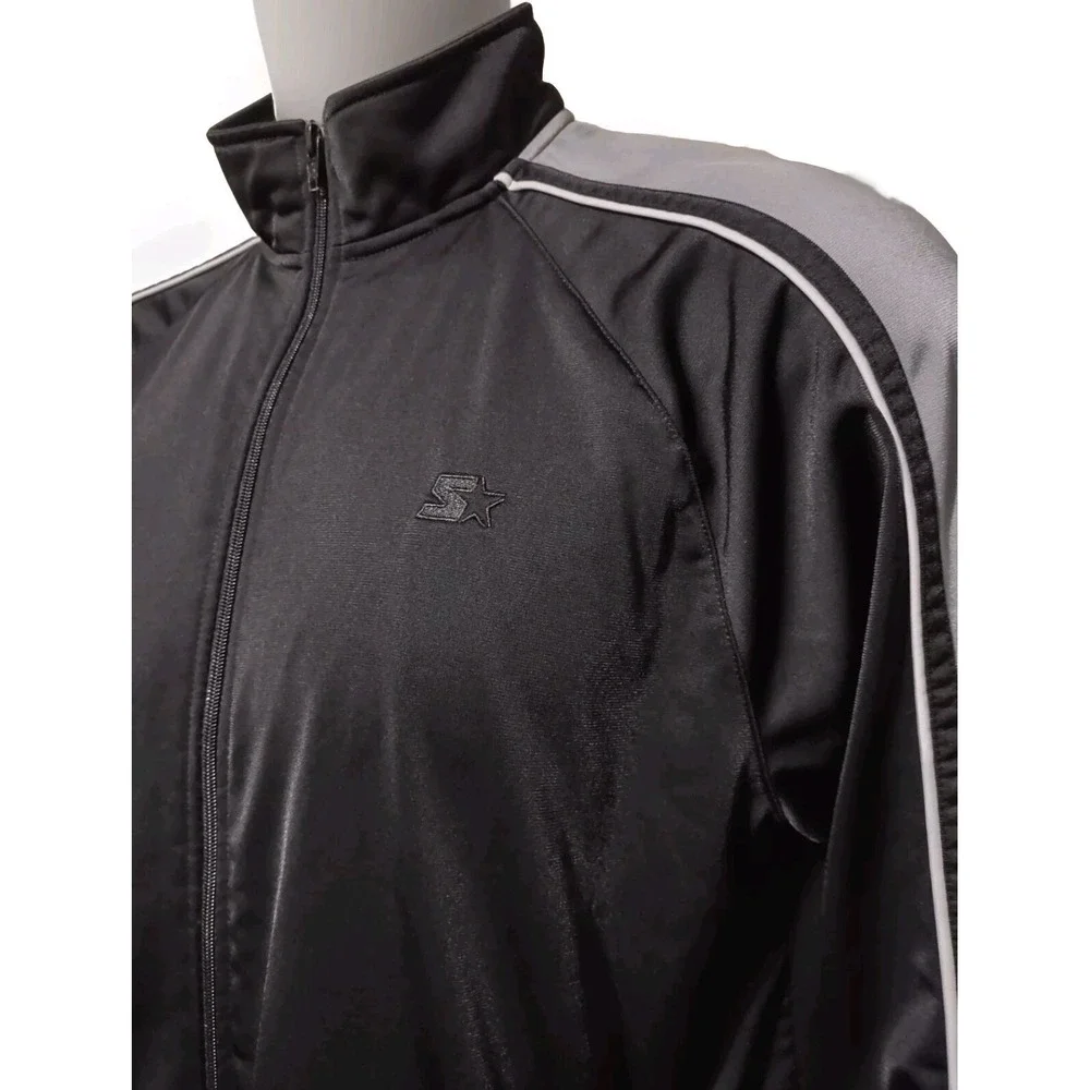 Starter Track Jacket L Mens Athleisure Streetwear Black Grey Full Zip RM42Y032